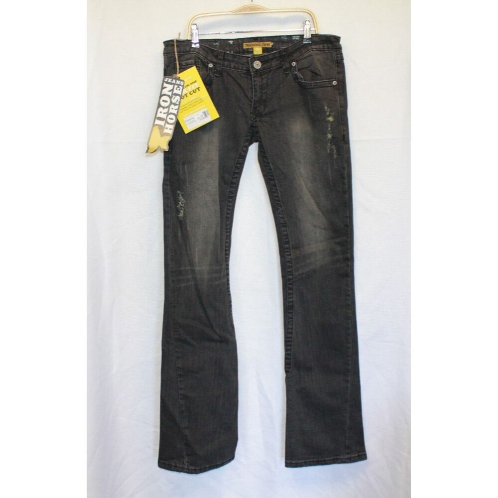 NWT Iron Horse Jeans Black Ultra Low Rise Slim Boot  Womens 6 X 35 LONG Almena